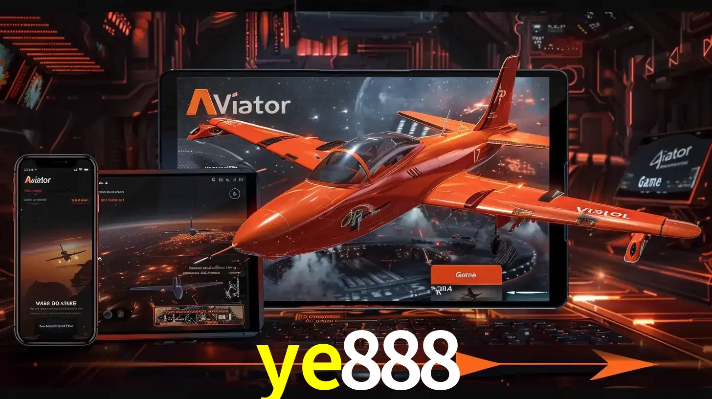 Apresentação tecnológica do jogo Aviator com um avião saindo da tela de um tablet, demonstrando a experiência imersiva em múltiplos dispositivos no ye888.