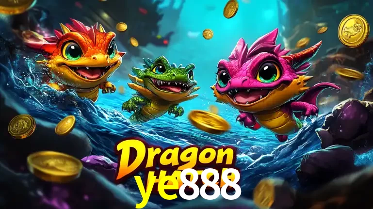 Arte promocional do jogo Dragon Hatch com três adoráveis dragões bebês nadando entre moedas de ouro, um dos slots mais divertidos para jogar no cassino ye888.